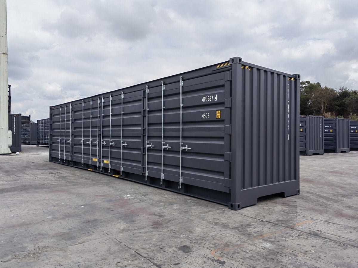 Container 40 piedi HC Open Side / Side Door (apertura laterale), pari al nuovo, 7035, 7015
