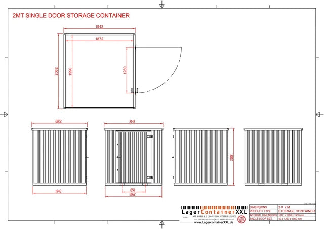 Container di stoccaggio / Container per attrezzi – Box container da 2 m, antracite